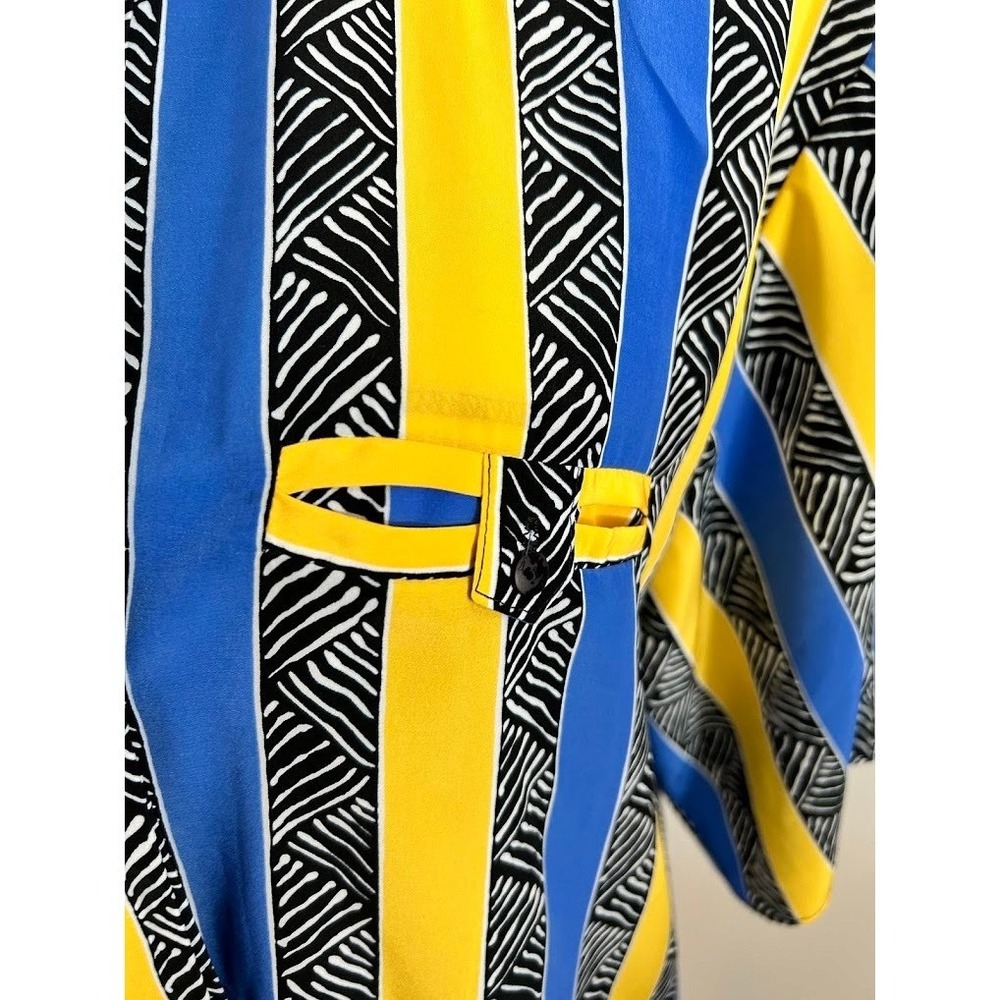 Vintage 1990's Blue Yellow Stripe Short Sleeve Shirt Size XL Vibrant Bold - Picture 6 of 7